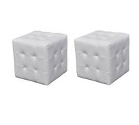Pouf cube capitonné blanc - VIDAXL - Lot de 2 - Simili - Style Scandinave Moderne - 30x30x30cm