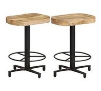 vidaXL Tabourets de bar 2 pcs 52 cm Bois de manguier massif Brun G