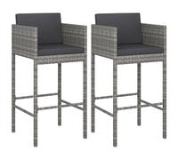 Tabourets de bar lot de 2 avec coussins gris résine tressée