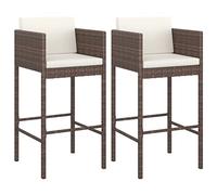 VidaXL Tabourets de bar 2 pcs avec coussins Marron Résine tressée