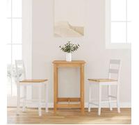 vidaXL Tabourets de bar 2 pcs en bois massif d'hévéa, blanc