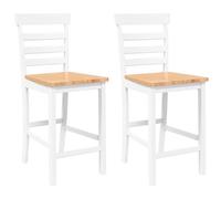 vidaXL Tabourets de bar Lot de 2 Blanc Bois massif d'hévéa