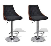 vidaXL Tabourets de bar 2 pcs Bois courbé et tissu