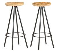 Vidaxl Tabourets De Bar 2 Pcs Bois De Manguier Brut