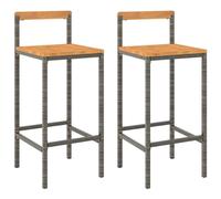 vidaXL Tabourets de bar 2 pcs gris résine tressée et bois d'acacia