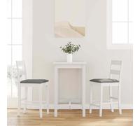 vidaXL Tabourets de bar 2 pcs avec coussins – Blanc, bois massif d'hévéa