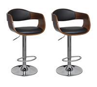 vidaXL Tabourets de bar 3052716 lot de 2 Bois courbé, similicuir Noir/Brun