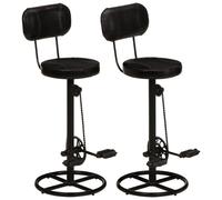 Vidaxl Tabourets De Bar 2 Pcs Noir Cuir De Chèvre Véritable Noir