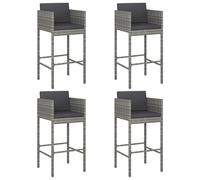 Vidaxl Tabourets De Bar 4 Pcs Avec Coussins Gris Résine Tressée Gris