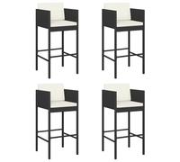 Vidaxl Tabourets De Bar 4 Pcs Avec Coussins Noir Résine Tressée