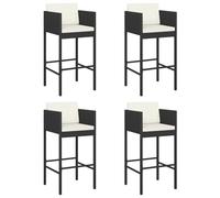 Vidaxl Tabourets De Bar 4 Pcs Avec Coussins Noir Résine Tressée
