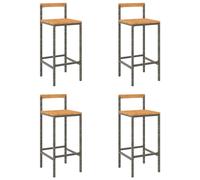 vidaXL Tabourets de bar 4 pcs gris résine tressée et bois d'acacia