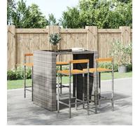 Vidaxl Tabourets De Bar 4 Pcs Gris Résine Tressée Et Bois D'acacia Multicolore