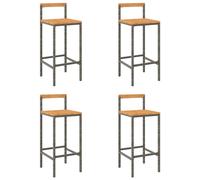 Vidaxl Tabourets De Bar 4 Pcs Gris Résine Tressée Et Bois D'acacia Multicolore