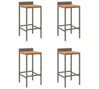 Vidaxl Tabourets De Bar 4 Pcs Gris Résine Tressée Et Bois D'acacia Multicolore