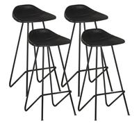 Vidaxl Tabourets De Bar 4 Pcs Noir Cuir Véritable Noir