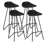 Tabourets de bar lot de 4 noir cuir véritable320642
