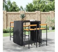 vidaXL Tabourets de bar 4 pcs noir résine tressée et bois d'acacia, chaise, tabouret de bar de cuisine, chaise de bistrot, 362608