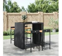 vidaXL Tabourets de bar 4 pcs noir résine tressée et bois d'acacia, chaise, tabouret de bar de cuisine, chaise de bistrot, 362604