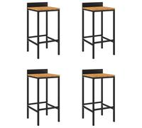 Vidaxl Tabourets De Bar 4 Pcs Noir Résine Tressée Et Bois D'acacia Multicolore