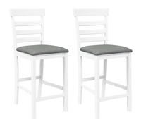 vidaXL Tabourets de bar avec coussins, 2 pcs, blanc, bois massif d'hévéa