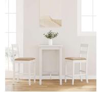vidaXL Tabourets de bar avec coussins, bois massif d'hévéa, blanc – 2 pcs