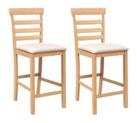vidaXL Tabourets de bar 2 pcs avec coussins Bois massif d'hévéa naturel