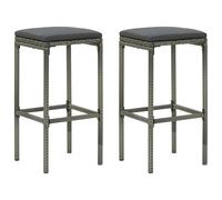 Vidaxl Tabourets De Bar Avec Coussins Lot De 2 Gris Résine Tressée Gris