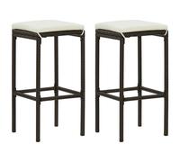 Vidaxl Tabourets De Bar Avec Coussins Lot De 2 Marron Résine Tressée Marron
