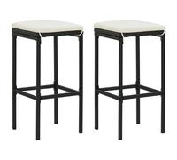 Vidaxl Tabourets De Bar Avec Coussins Lot De 2 Noir Résine Tressée Noir