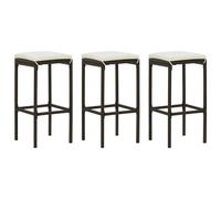 Vidaxl Tabourets De Bar Avec Coussins Lot De 3 Marron Résine Tressée Marron