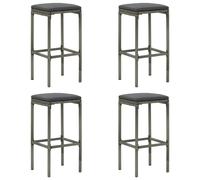 Vidaxl Tabourets De Bar Avec Coussins Lot De 4 Gris Résine Tressée Gris