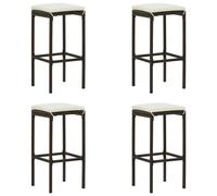 vidaXL Tabourets de bar avec coussins lot de 4 marron résine tressée