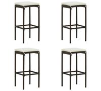Vidaxl Tabourets De Bar Avec Coussins Lot De 4 Marron Résine Tressée Marron