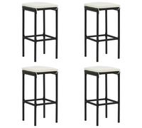 Vidaxl Tabourets De Bar Avec Coussins Lot De 4 Noir Résine Tressée Noir