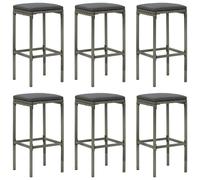 vidaXL Tabourets de bar avec coussins lot de 6 gris résine tressée