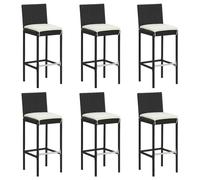 Vidaxl Tabourets De Bar Avec Coussins Lot De 6 Noir Résine Tressée Noir