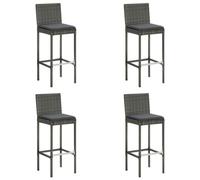 Vidaxl Tabourets De Bar De Jardin Et Coussins Lot De 4 Résine Tressée