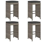 vidaXL Tabourets de bar de jardin - Lot de 4 en résine tressée avec coussins