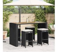 vidaXL Tabourets de bar de jardin et coussins lot de 4 résine tressée368689 G
