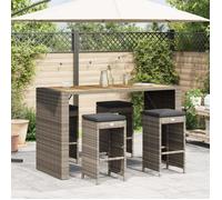vidaXL Tabourets de bar de jardin - Lot de 4 en résine tressée avec coussins