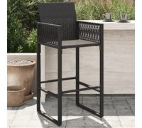 vidaXL Lot de 2 Tabourets de Bar de Jardin, Chaise de Pub, Siège de Bistrot, Meuble de Terrasse Balcon Patio Extérieur, Noir Résine Tressée