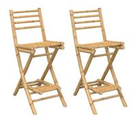 vidaXL Tabourets de Bar d'extérieur avec Repose-Pieds 2 pcs Pliables en Bambou