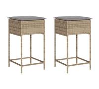 vidaXL Tabourets de bar de jardin avec coussins – Lot de 2 beige polyrotin