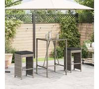 Vidaxl Tabourets De Bar Jardin Coussins Lot De 2 Gris Résine Tressée