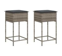 Vidaxl Tabourets De Bar Jardin Coussins Lot De 2 Gris Résine Tressée