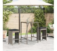 vidaXL Tabourets de bar de jardin en résine tressée gris - Lot de 2 avec coussins