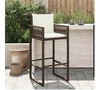 Tabourets de bar jardin coussins lot de 2 marron résine tressée, tabouret, tabouret de bar extérieur, chaise de bar, 368706
