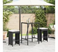 vidaXL Tabourets de bar de jardin 368686 – Lot de 2 noir, résine tressée, coussins