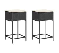Vidaxl Tabourets De Bar Jardin Coussins Lot De 2 Noir Résine Tressée